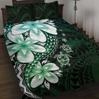 Polynesia Romantic Valentine Quilt Bed Set Sea Turtle Couple With Aqua Gradient Plumeria LT05 Aqua - Polynesian Pride