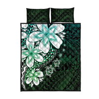 Polynesia Romantic Valentine Quilt Bed Set Sea Turtle Couple With Aqua Gradient Plumeria LT05 - Polynesian Pride