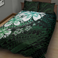 Polynesia Romantic Valentine Quilt Bed Set Sea Turtle Couple With Aqua Gradient Plumeria LT05 - Polynesian Pride