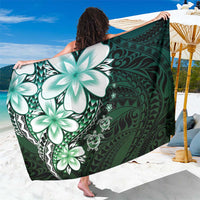 Polynesia Romantic Valentine Sarong Sea Turtle Couple With Aqua Gradient Plumeria LT05 One Size 44 x 66 inches Aqua - Polynesian Pride