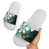 Polynesia Romantic Valentine Slide Sandals Sea Turtle Couple With Aqua Gradient Plumeria LT05 - Polynesian Pride