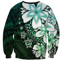 Polynesia Romantic Valentine Sweatshirt Sea Turtle Couple With Aqua Gradient Plumeria LT05 - Polynesian Pride