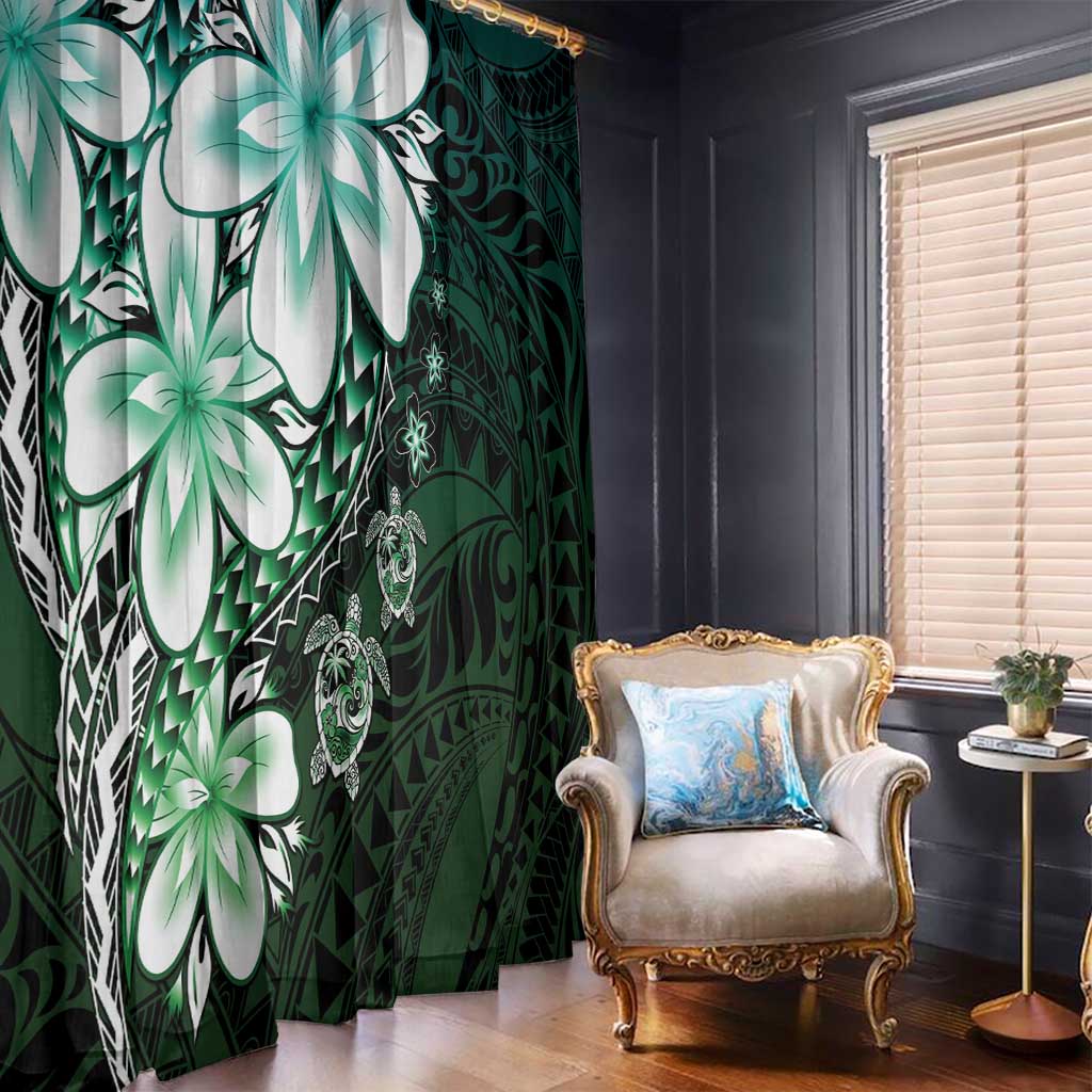 Polynesia Romantic Valentine Window Curtain Sea Turtle Couple With Aqua Gradient Plumeria LT05 - Polynesian Pride
