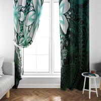 Polynesia Romantic Valentine Window Curtain Sea Turtle Couple With Aqua Gradient Plumeria LT05 - Polynesian Pride