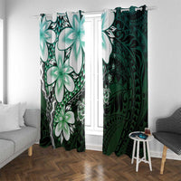 Polynesia Romantic Valentine Window Curtain Sea Turtle Couple With Aqua Gradient Plumeria LT05 With Grommets Aqua - Polynesian Pride
