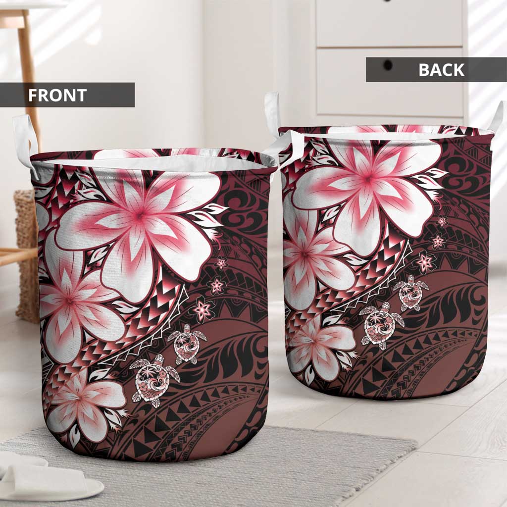Polynesia Romantic Valentine Laundry Basket Sea Turtle Couple With Red Gradient Plumeria LT05 - Polynesian Pride