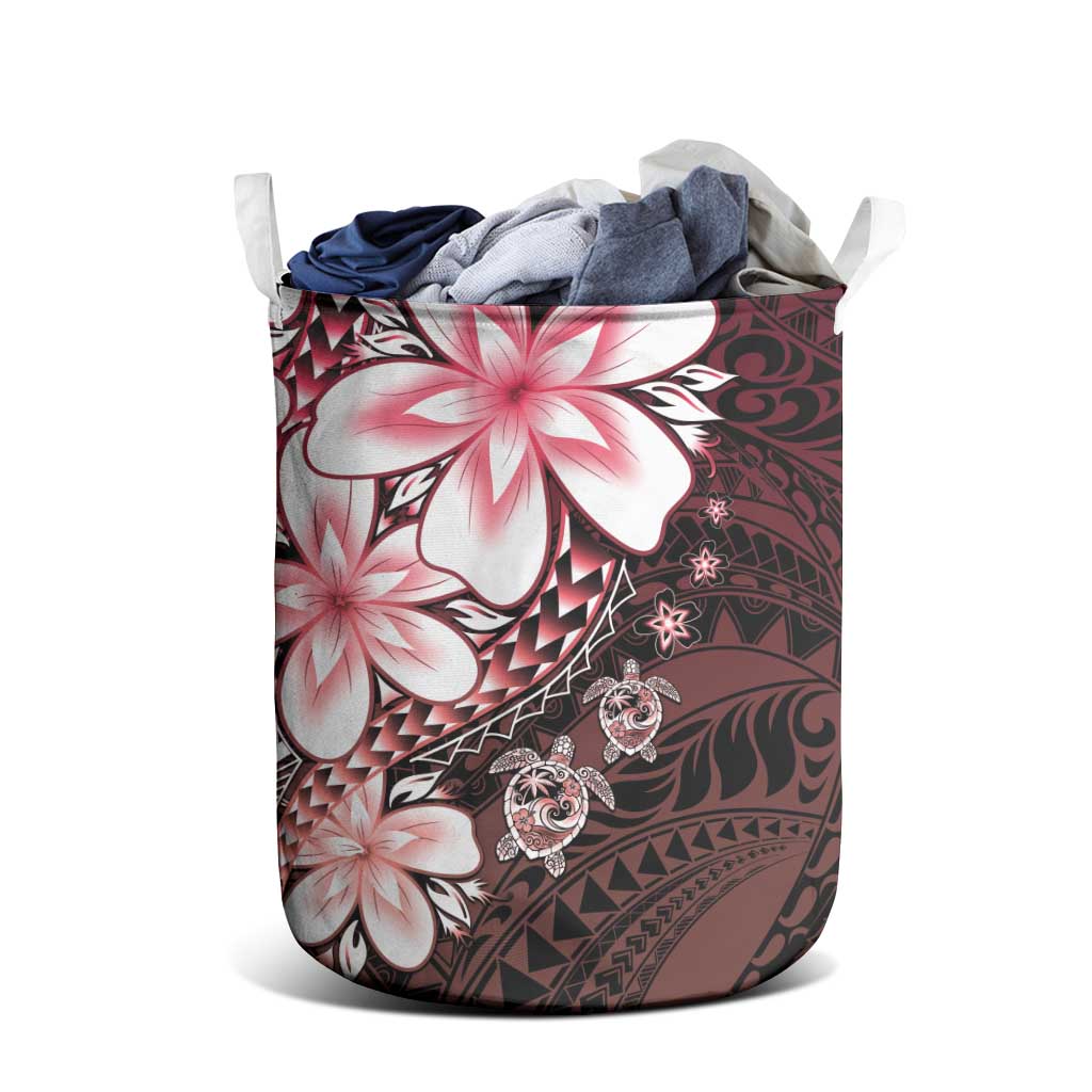 Polynesia Romantic Valentine Laundry Basket Sea Turtle Couple With Red Gradient Plumeria LT05 - Polynesian Pride