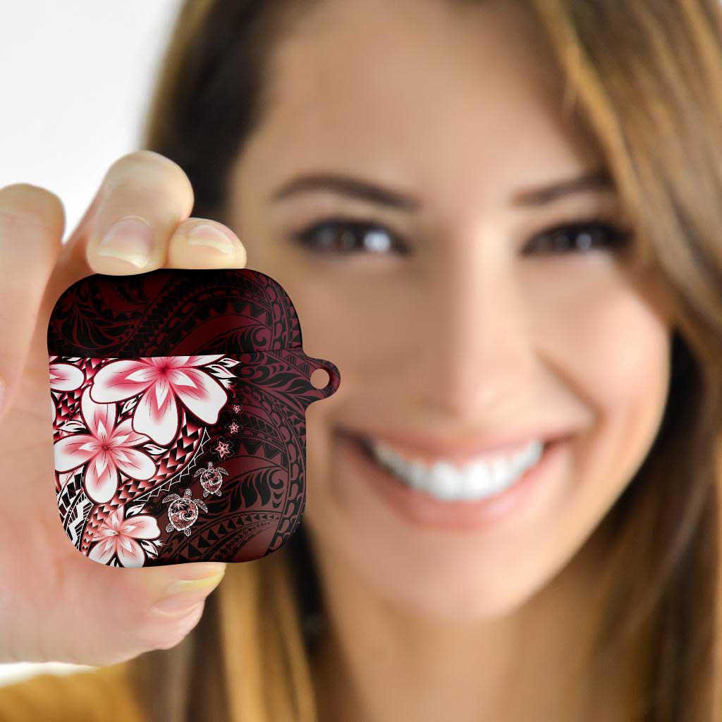 Polynesia Romantic Valentine AirPods Case Sea Turtle Couple With Red Gradient Plumeria LT05 - Polynesian Pride