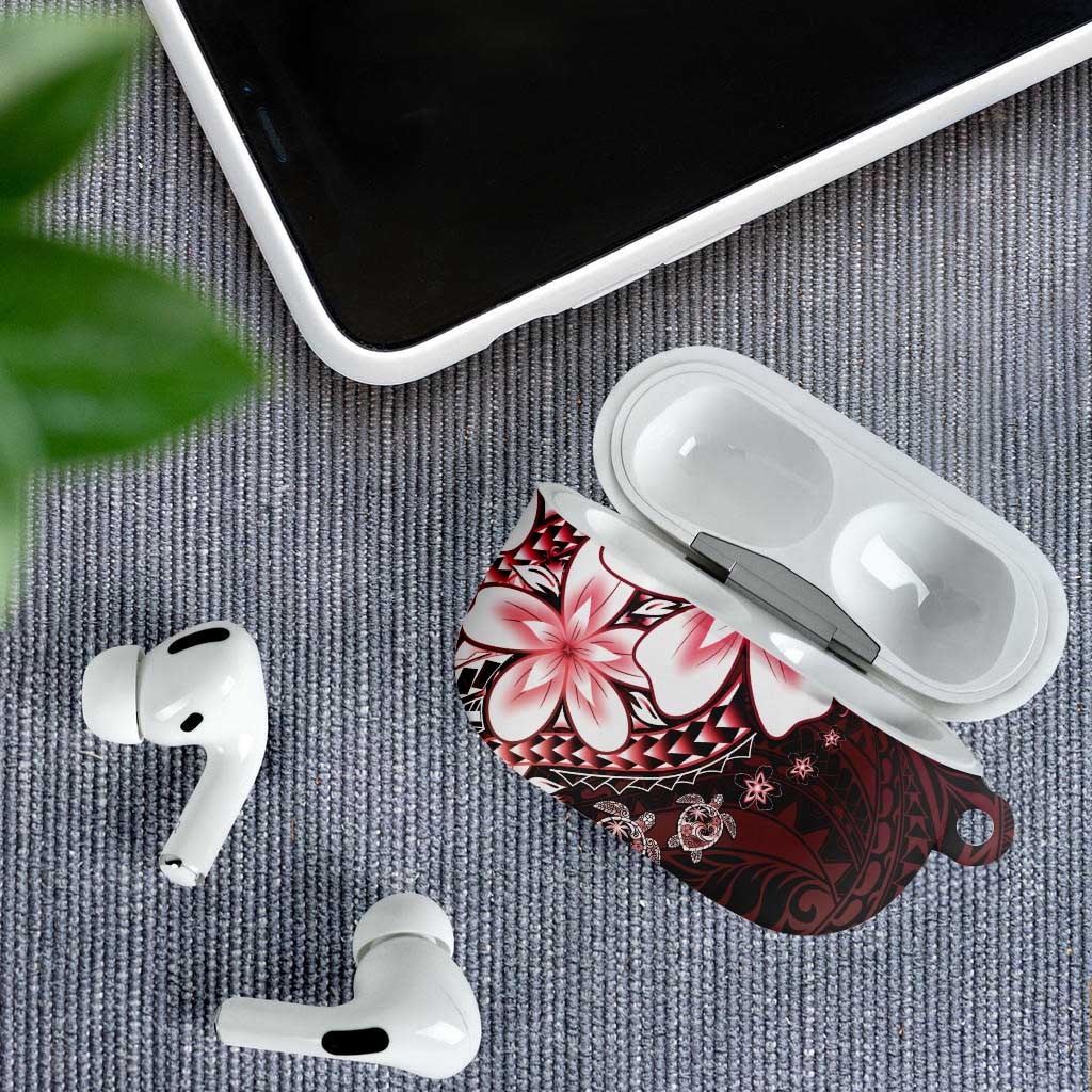 Polynesia Romantic Valentine AirPods Case Sea Turtle Couple With Red Gradient Plumeria LT05 - Polynesian Pride