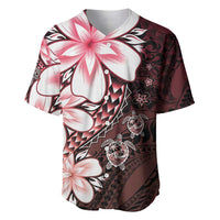 Polynesia Romantic Valentine Baseball Jersey Sea Turtle Couple With Red Gradient Plumeria LT05 Red - Polynesian Pride