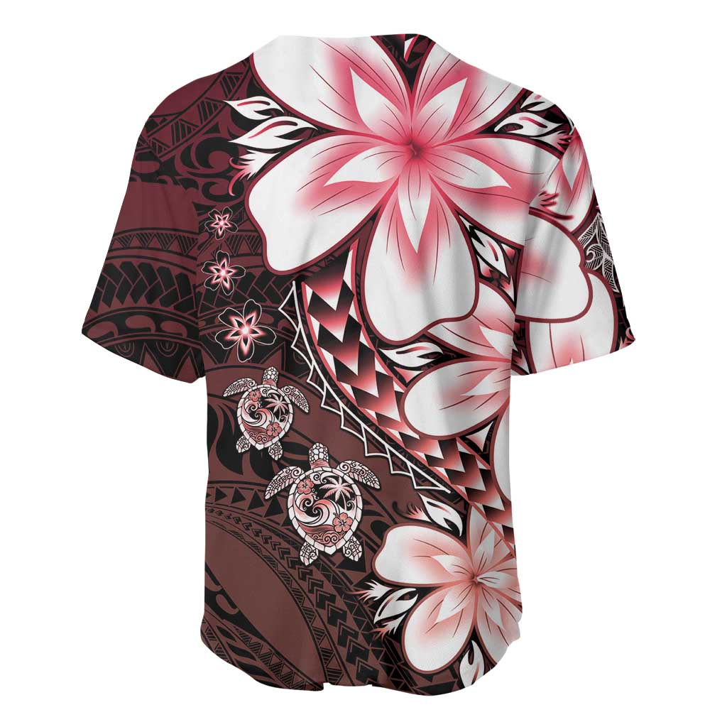 Polynesia Romantic Valentine Baseball Jersey Sea Turtle Couple With Red Gradient Plumeria LT05 - Polynesian Pride