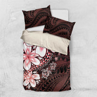 Polynesia Romantic Valentine Bedding Set Sea Turtle Couple With Red Gradient Plumeria LT05 US Twin 172cm x 218cm Red - Polynesian Pride