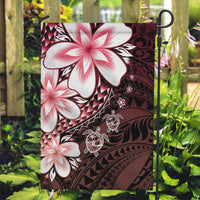 Polynesia Romantic Valentine Garden Flag Sea Turtle Couple With Red Gradient Plumeria LT05 Garden Flag Red - Polynesian Pride