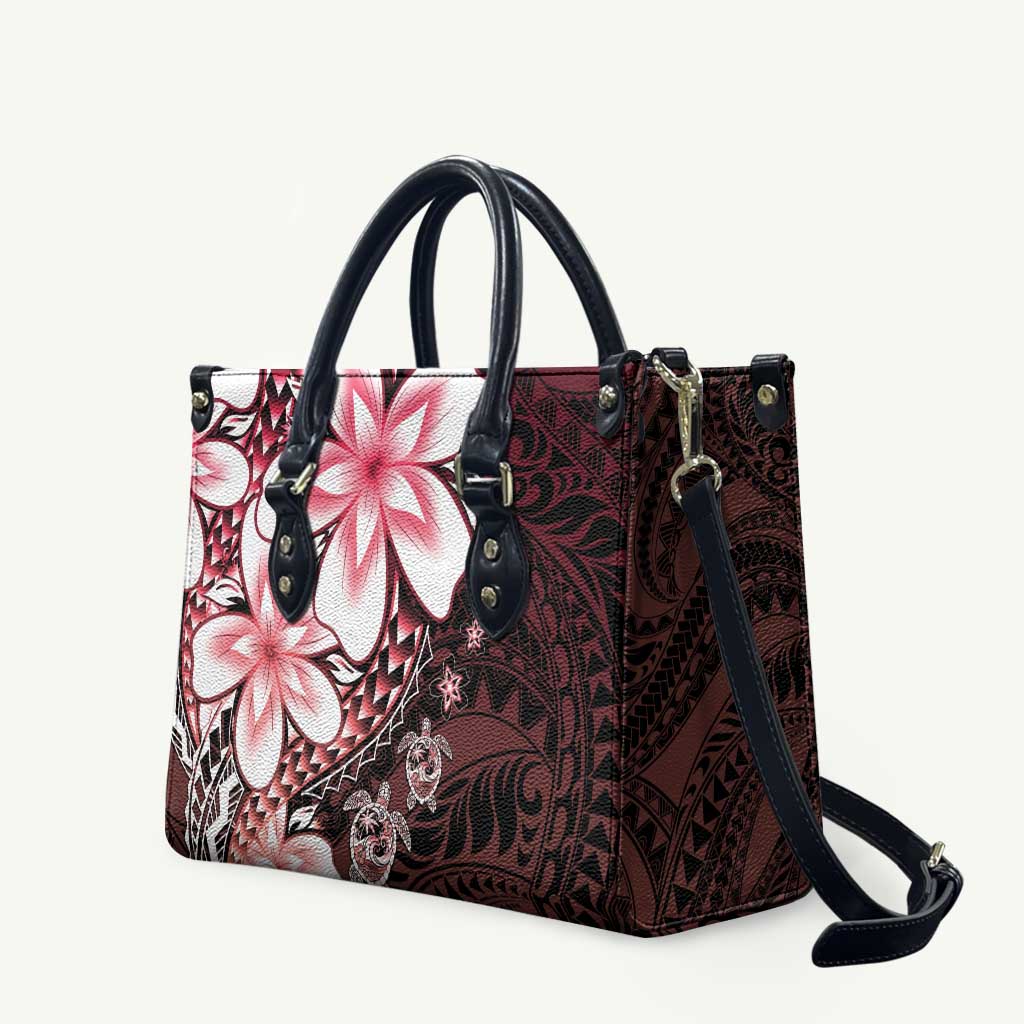 Polynesia Romantic Valentine Leather Bag Sea Turtle Couple With Red Gradient Plumeria LT05 Red - Polynesian Pride