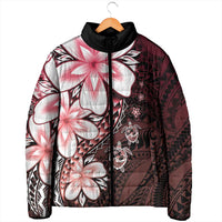 Polynesia Romantic Valentine Padded Jacket Sea Turtle Couple With Red Gradient Plumeria LT05 - Polynesian Pride