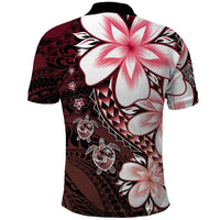 Polynesia Romantic Valentine Polo Shirt Sea Turtle Couple With Red Gradient Plumeria LT05 - Polynesian Pride