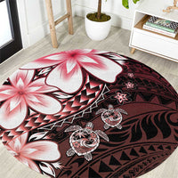 Polynesia Romantic Valentine Round Carpet Sea Turtle Couple With Red Gradient Plumeria LT05 Red - Polynesian Pride