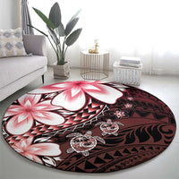 Polynesia Romantic Valentine Round Carpet Sea Turtle Couple With Red Gradient Plumeria LT05 - Polynesian Pride
