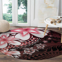 Polynesia Romantic Valentine Round Carpet Sea Turtle Couple With Red Gradient Plumeria LT05 - Polynesian Pride