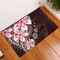 Polynesia Romantic Valentine Rubber Doormat Sea Turtle Couple With Red Gradient Plumeria LT05 - Polynesian Pride