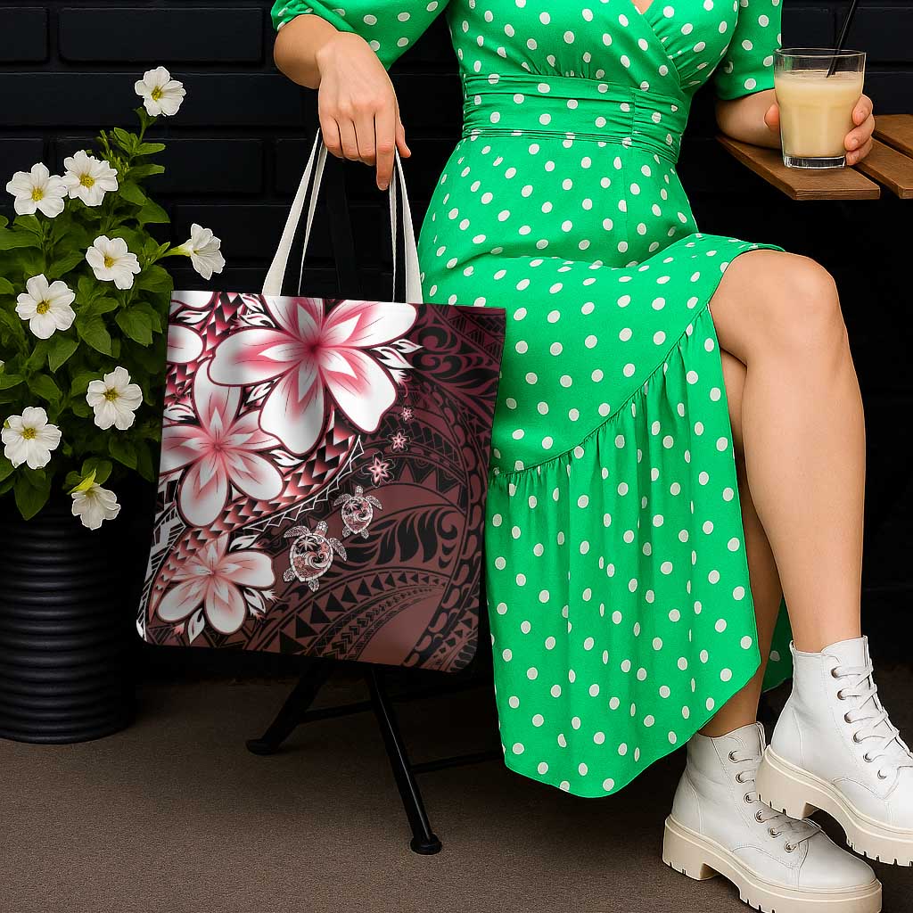 Polynesia Romantic Valentine Tote Bag Sea Turtle Couple With Red Gradient Plumeria LT05 - Polynesian Pride