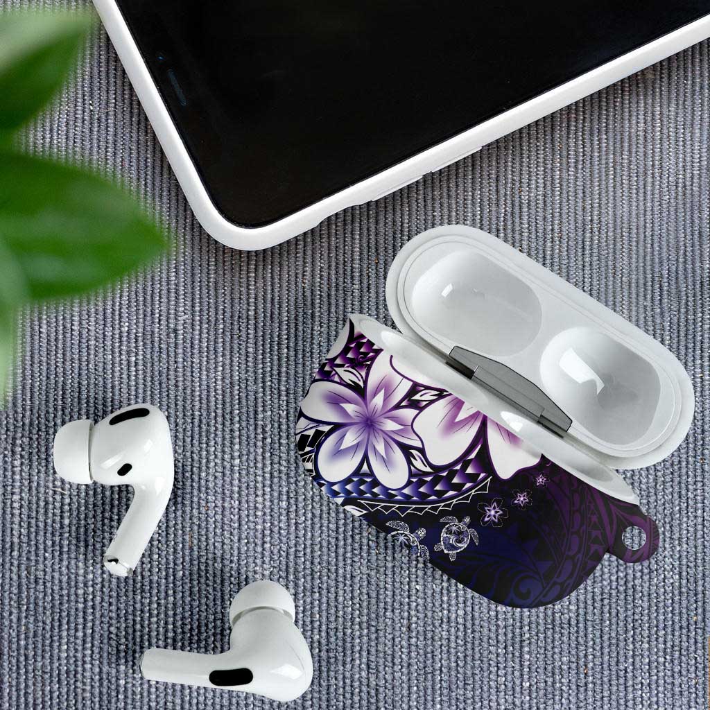 Polynesia Romantic Valentine AirPods Case Sea Turtle Couple With Purple Gradient Plumeria LT05 - Polynesian Pride