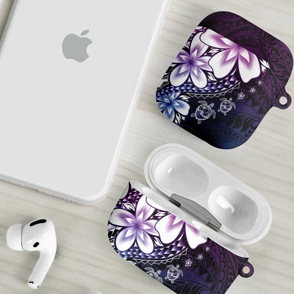 Polynesia Romantic Valentine AirPods Case Sea Turtle Couple With Purple Gradient Plumeria LT05 - Polynesian Pride