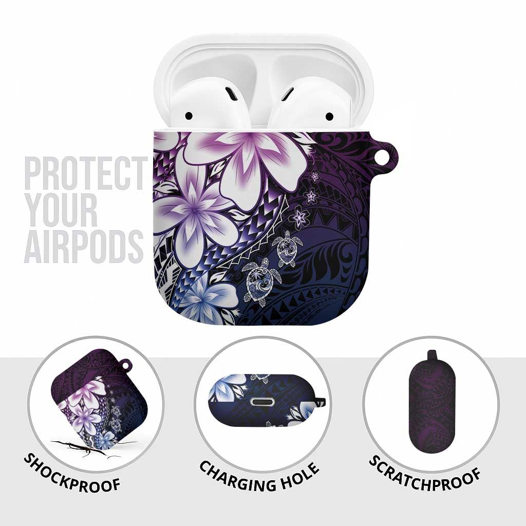 Polynesia Romantic Valentine AirPods Case Sea Turtle Couple With Purple Gradient Plumeria LT05 - Polynesian Pride