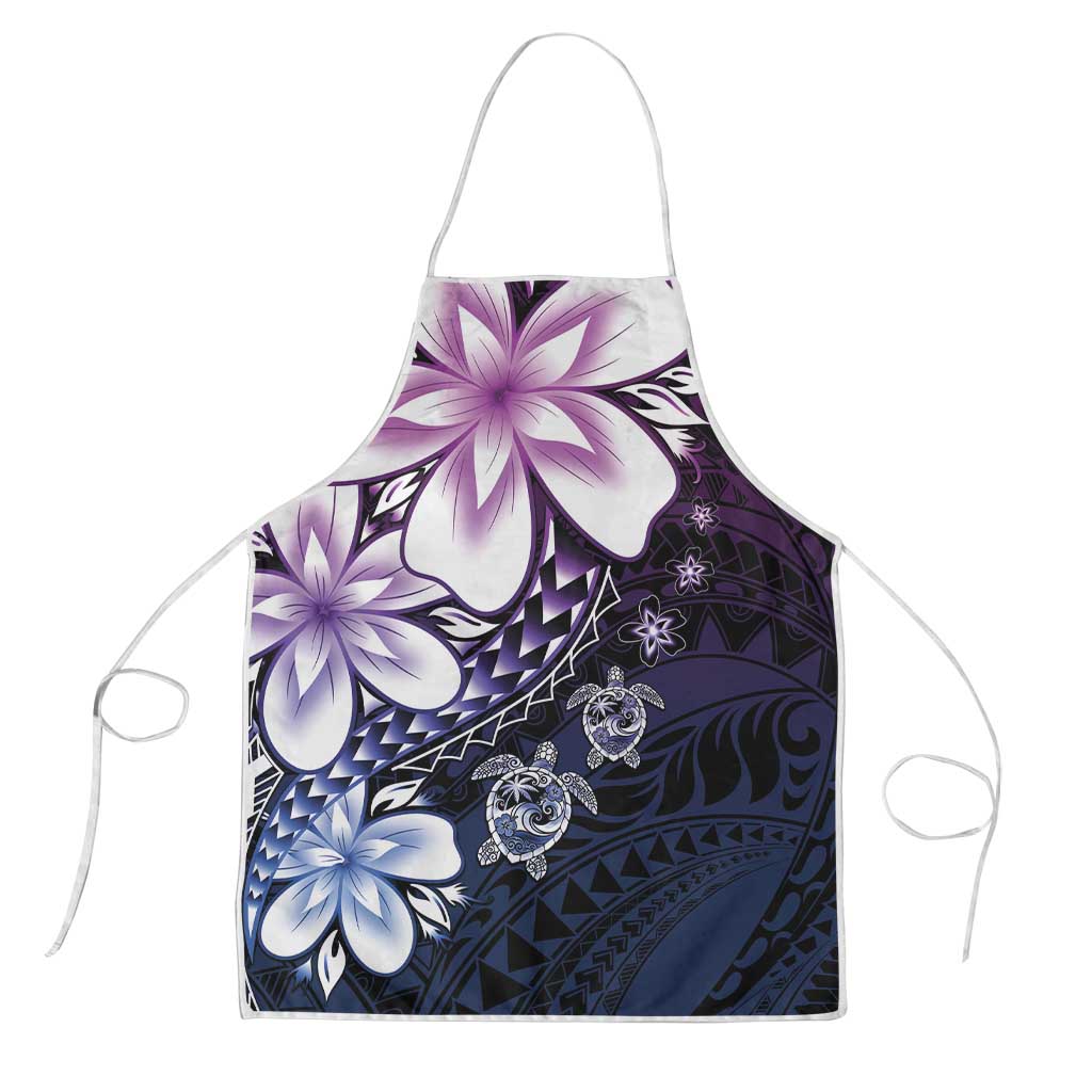 Polynesia Romantic Valentine Apron Sea Turtle Couple With Purple Gradient Plumeria LT05 Purple - Polynesian Pride