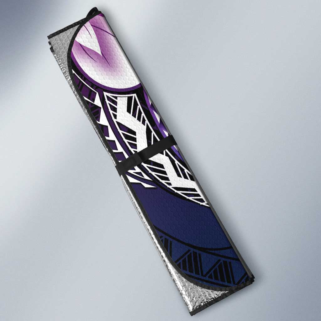 Polynesia Romantic Valentine Auto Sun Shade Sea Turtle Couple With Purple Gradient Plumeria LT05 - Polynesian Pride