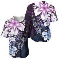 Polynesia Romantic Valentine Baseball Jersey Sea Turtle Couple With Purple Gradient Plumeria LT05 - Polynesian Pride