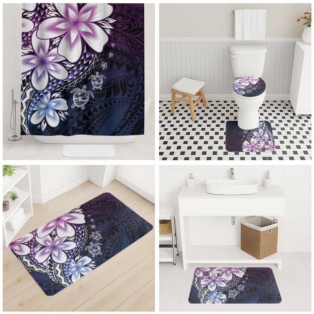 Polynesia Romantic Valentine Bathroom Set Sea Turtle Couple With Purple Gradient Plumeria LT05 - Polynesian Pride