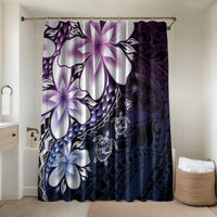 Polynesia Romantic Valentine Bathroom Set Sea Turtle Couple With Purple Gradient Plumeria LT05 Shower Curtain Only Purple - Polynesian Pride