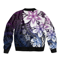 Polynesia Romantic Valentine Bomber Jacket Sea Turtle Couple With Purple Gradient Plumeria LT05 - Polynesian Pride