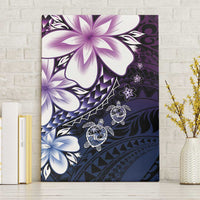 Polynesia Romantic Valentine Canvas Wall Art Sea Turtle Couple With Purple Gradient Plumeria LT05 Without Frame Purple - Polynesian Pride