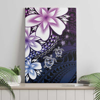 Polynesia Romantic Valentine Canvas Wall Art Sea Turtle Couple With Purple Gradient Plumeria LT05 - Polynesian Pride