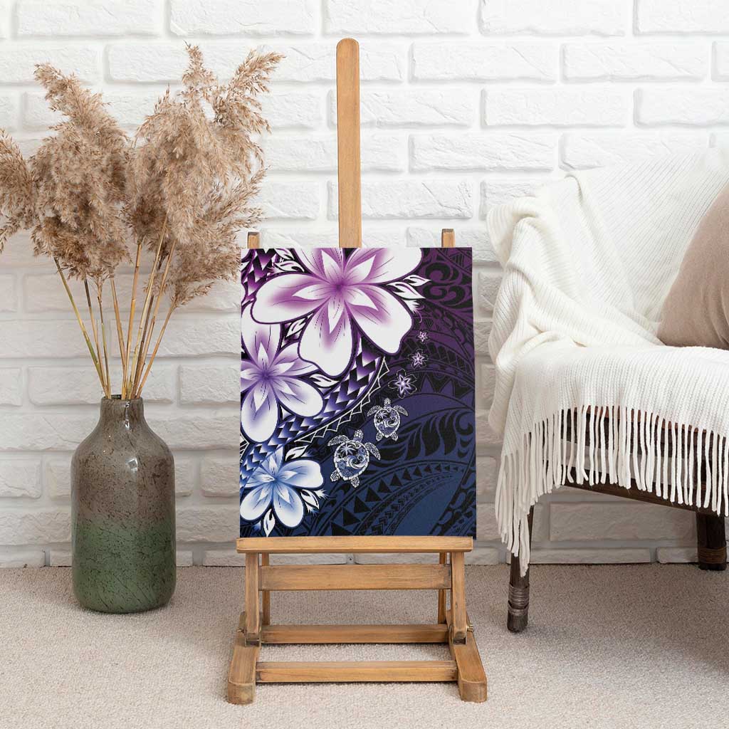 Polynesia Romantic Valentine Canvas Wall Art Sea Turtle Couple With Purple Gradient Plumeria LT05 - Polynesian Pride