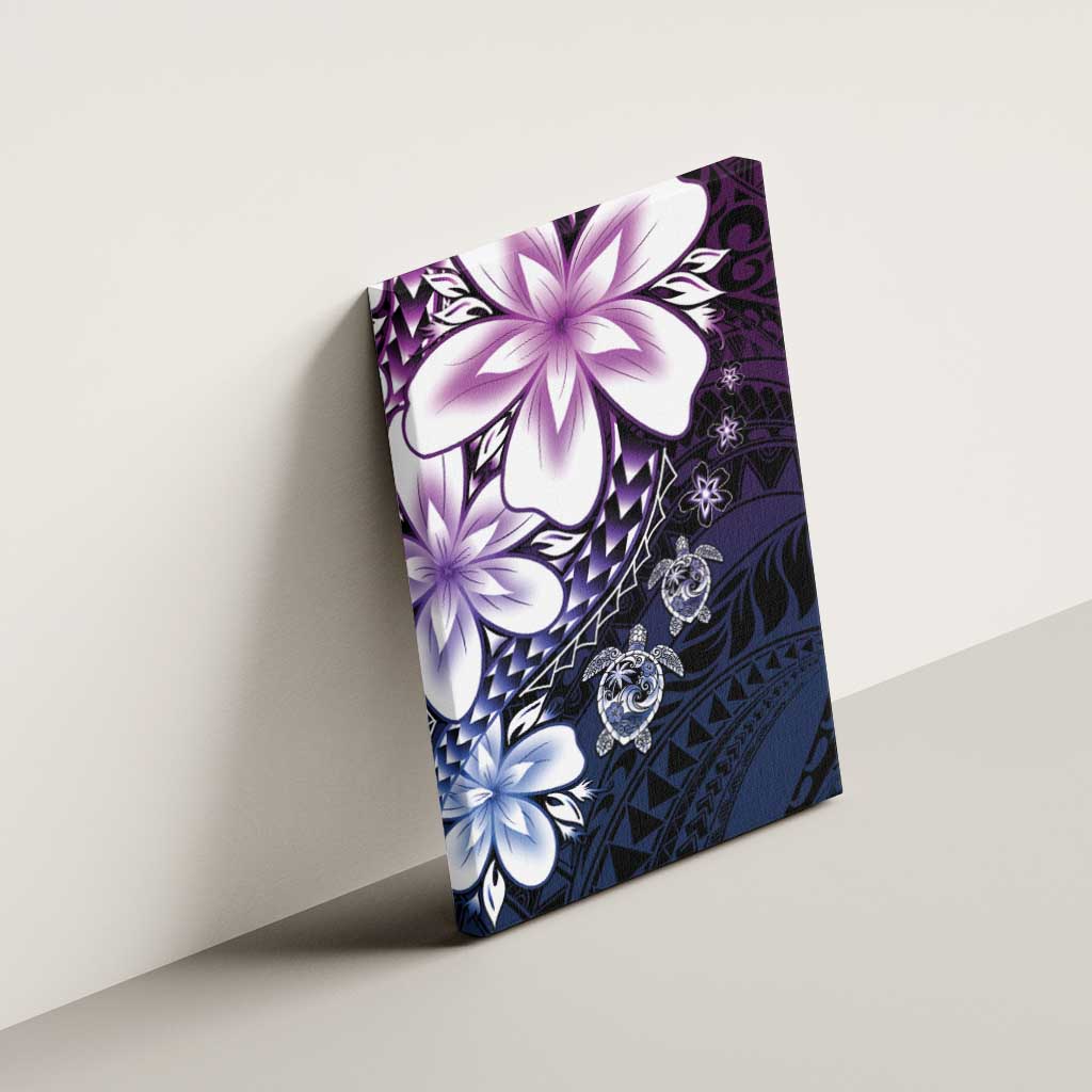 Polynesia Romantic Valentine Canvas Wall Art Sea Turtle Couple With Purple Gradient Plumeria LT05 - Polynesian Pride