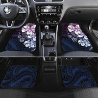 Polynesia Romantic Valentine Car Mats Sea Turtle Couple With Purple Gradient Plumeria LT05 Set 4pcs Purple - Polynesian Pride
