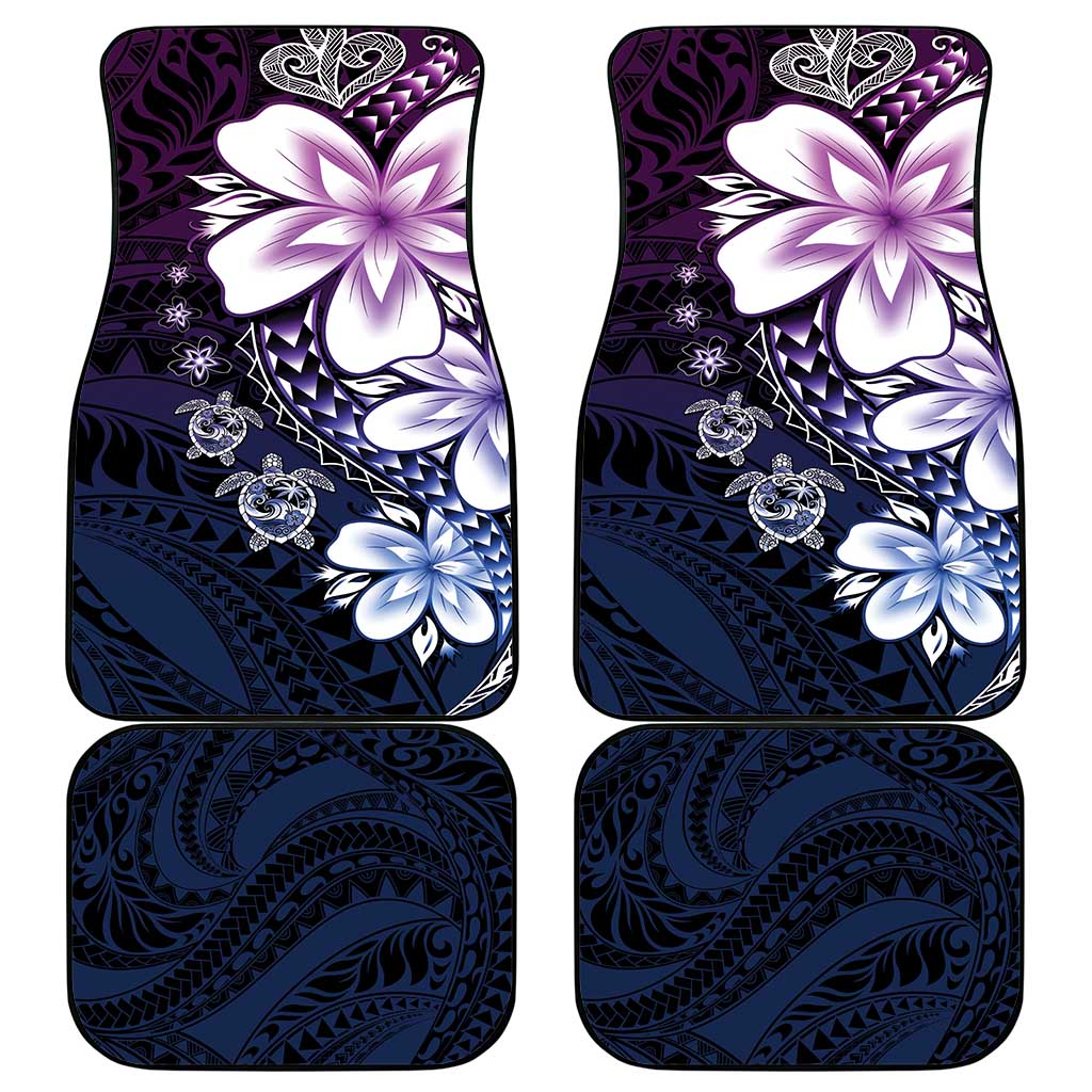 Polynesia Romantic Valentine Car Mats Sea Turtle Couple With Purple Gradient Plumeria LT05 - Polynesian Pride