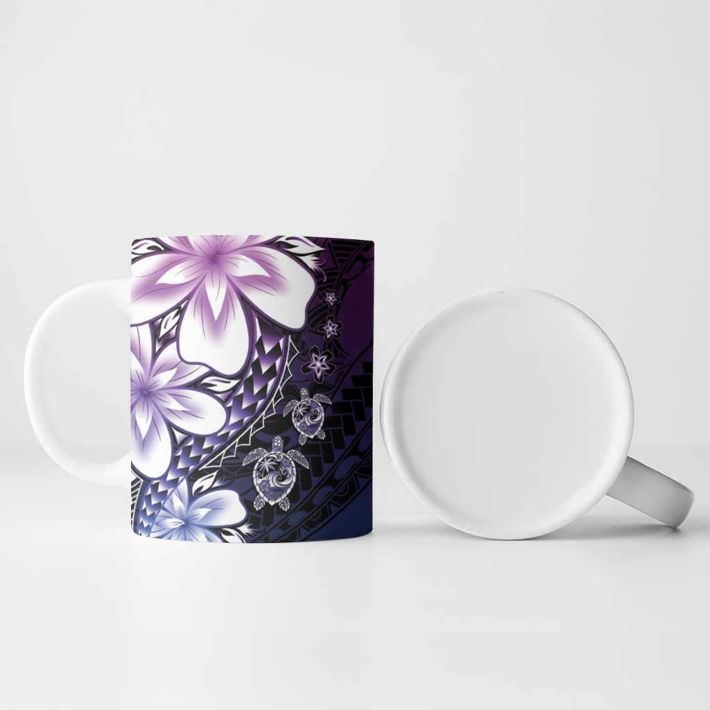 Polynesia Romantic Valentine Ceramic Mug Sea Turtle Couple With Purple Gradient Plumeria LT05 - Polynesian Pride