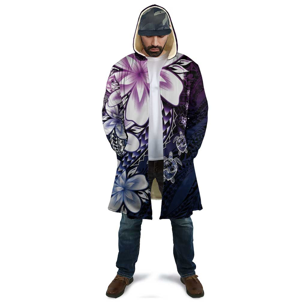 Polynesia Romantic Valentine Cloak Sea Turtle Couple With Purple Gradient Plumeria LT05 - Polynesian Pride