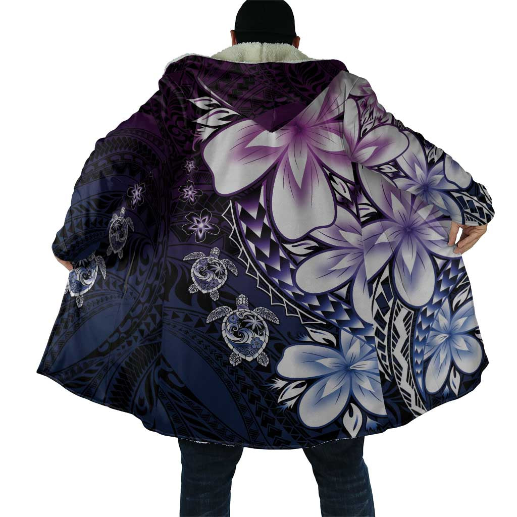 Polynesia Romantic Valentine Cloak Sea Turtle Couple With Purple Gradient Plumeria LT05 - Polynesian Pride