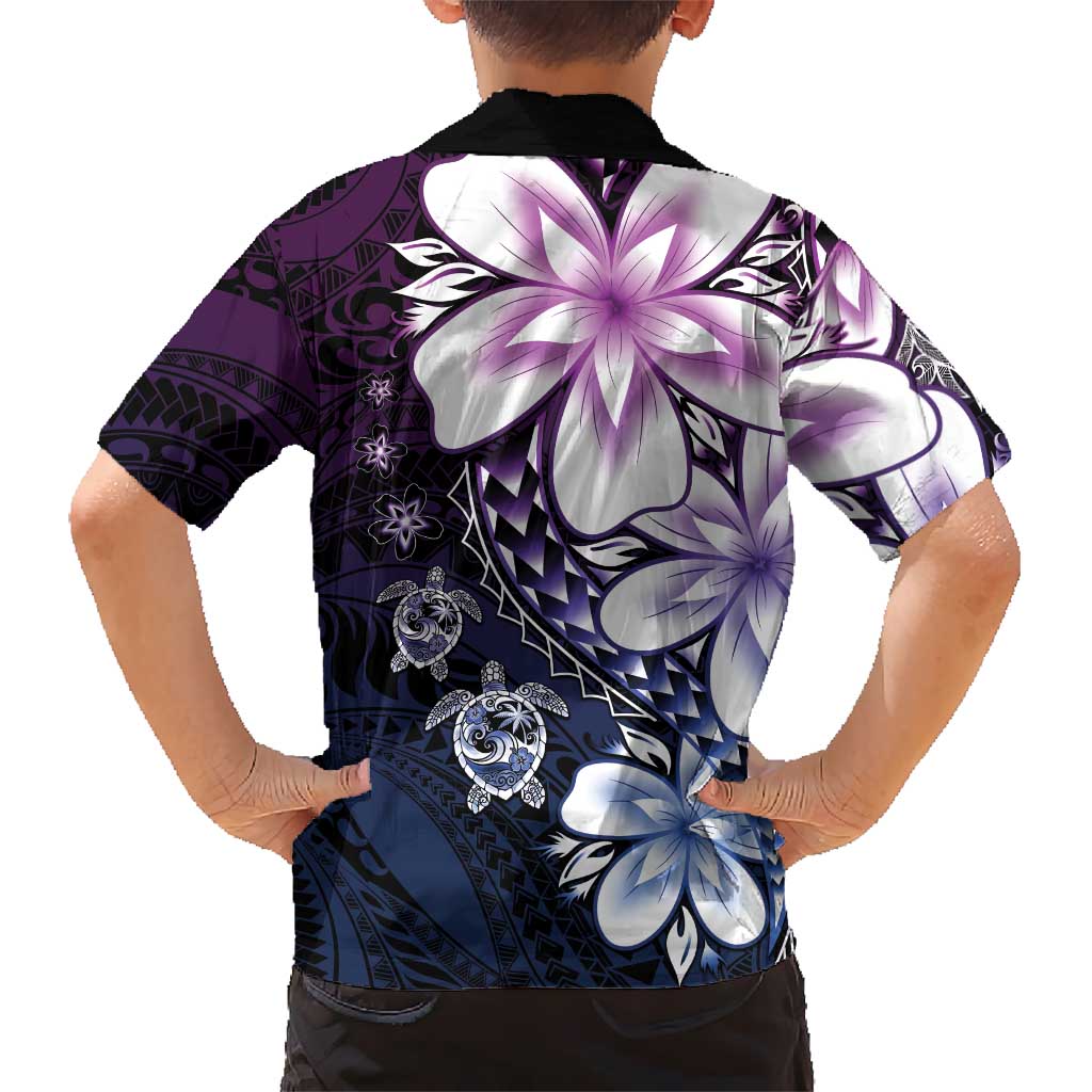 Polynesia Romantic Valentine Hawaiian Shirt Sea Turtle Couple With Purple Gradient Plumeria LT05 - Polynesian Pride