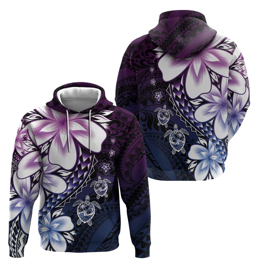 Polynesia Romantic Valentine Hoodie Sea Turtle Couple With Purple Gradient Plumeria LT05 - Polynesian Pride