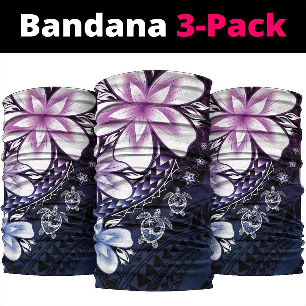Polynesia Romantic Valentine Neck Gaiter Sea Turtle Couple With Purple Gradient Plumeria LT05 package One Size: 25*50cm Purple - Polynesian Pride