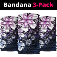 Polynesia Romantic Valentine Neck Gaiter Sea Turtle Couple With Purple Gradient Plumeria LT05 package One Size: 25*50cm Purple - Polynesian Pride