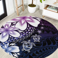 Polynesia Romantic Valentine Round Carpet Sea Turtle Couple With Purple Gradient Plumeria LT05 Purple - Polynesian Pride