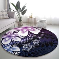 Polynesia Romantic Valentine Round Carpet Sea Turtle Couple With Purple Gradient Plumeria LT05 - Polynesian Pride