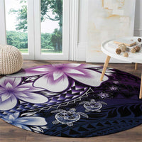 Polynesia Romantic Valentine Round Carpet Sea Turtle Couple With Purple Gradient Plumeria LT05 - Polynesian Pride